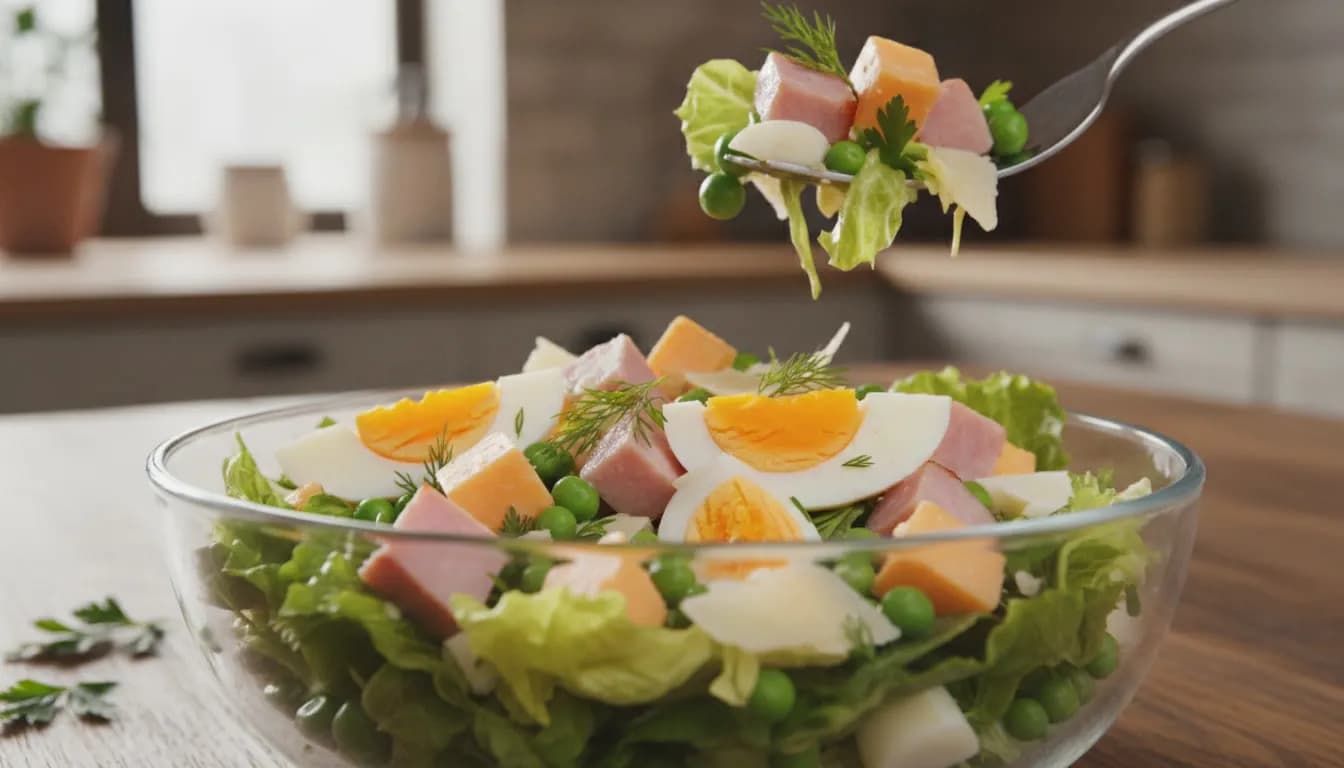 Салат с ветчиной и сыром