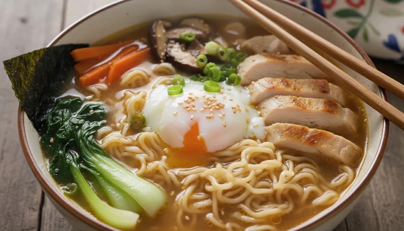 Рамен с курицей и яйцом